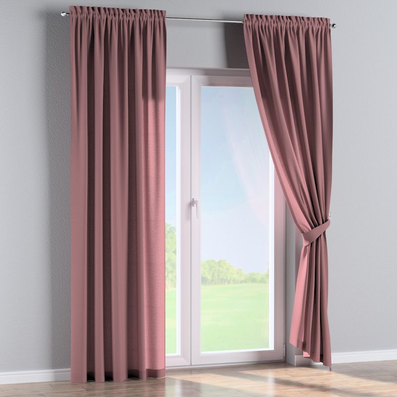 Zasłona na kanale z grzywką Dekoria 130x245 cm Linen zgaszony róż 1 szt.