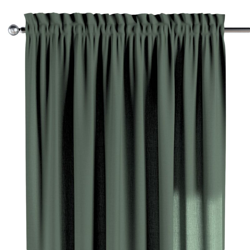 Zasłona na kanale z grzywką Dekoria 130x245 cm Linen zgaszony zielony 1 szt.