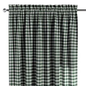 Zasłona na kanale z grzywką Dekoria 130x245 cm Quadro 1,5 x 1,5 cm zielono-biała kratka 1 szt.