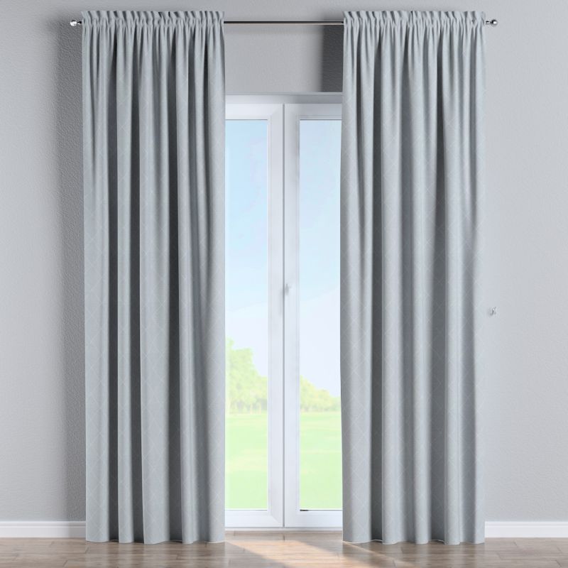 Zasłona na kanale z grzywką Dekoria 130x245 cm Sunny szaro-srebrne romby 1 szt.