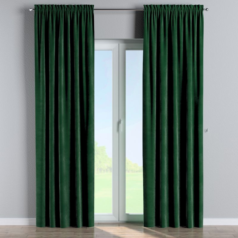 Zasłona na kanale z grzywką Dekoria 130x245 cm Velvet butelkowa zieleń 1 szt.