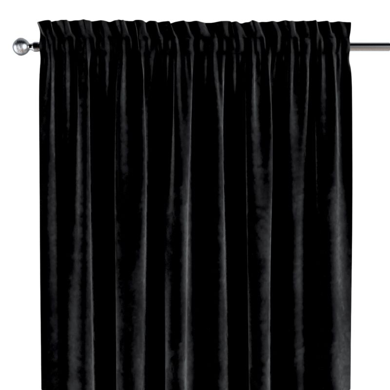 Zasłona na kanale z grzywką Dekoria 130x245 cm Velvet głęboka czerń 1 szt.
