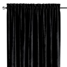 Zasłona na kanale z grzywką Dekoria 130x245 cm Velvet głęboka czerń 1 szt.