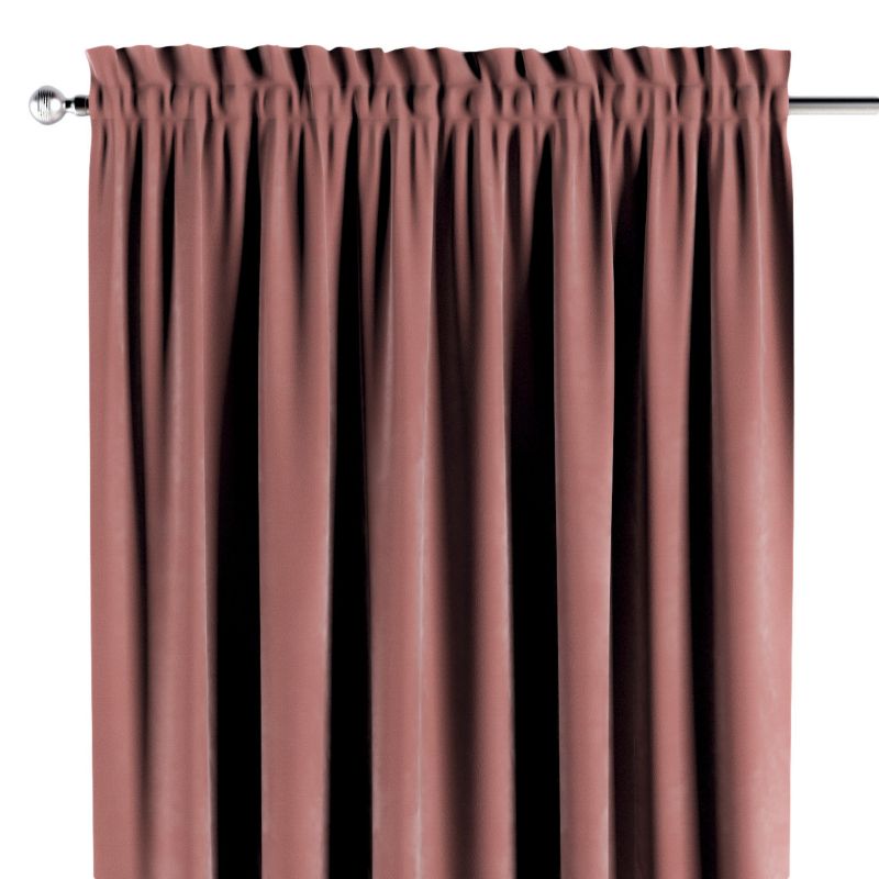 Zasłona na kanale z grzywką Dekoria 130x245 cm Velvet koralowy róż 1 szt.