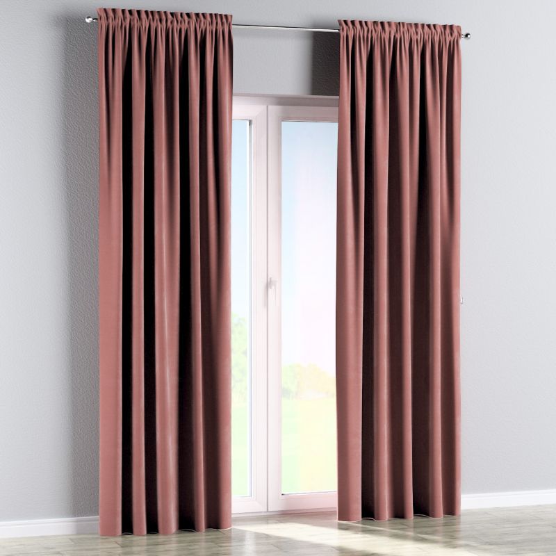 Zasłona na kanale z grzywką Dekoria 130x245 cm Velvet koralowy róż 1 szt.