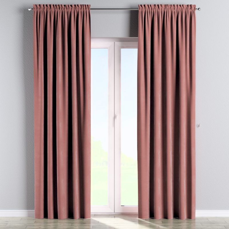 Zasłona na kanale z grzywką Dekoria 130x245 cm Velvet koralowy róż 1 szt.
