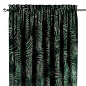 Zasłona na kanale z grzywką Dekoria 130x245 cm Velvet liscie na zielonym tle 1 szt.