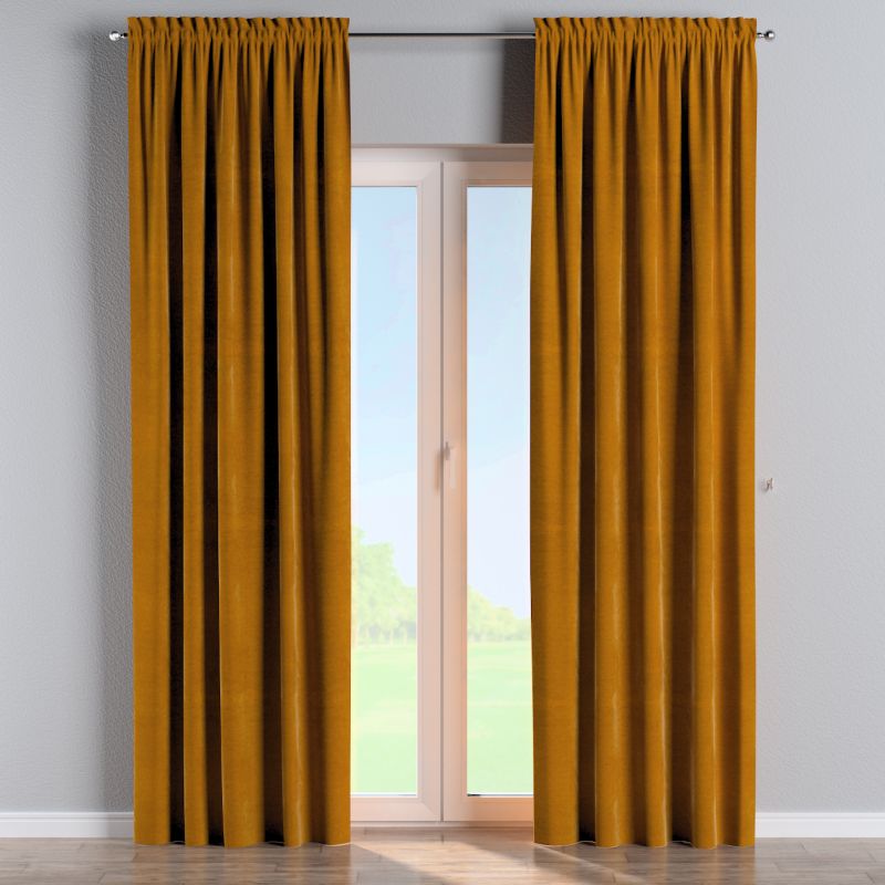 Zasłona na kanale z grzywką Dekoria 130x245 cm Velvet miodowy 1 szt.
