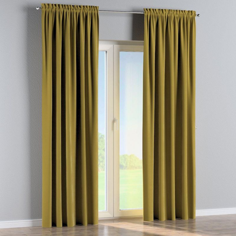 Zasłona na kanale z grzywką Dekoria 130x245 cm Velvet oliwkowy zielony 1 szt.