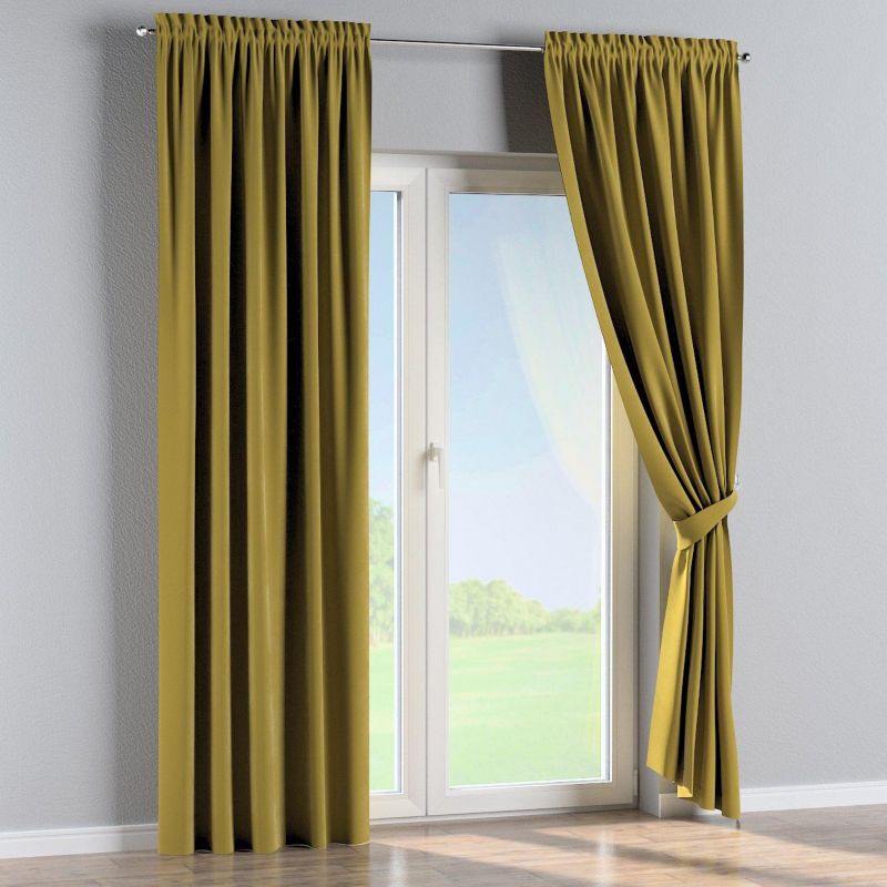 Zasłona na kanale z grzywką Dekoria 130x245 cm Velvet oliwkowy zielony 1 szt.