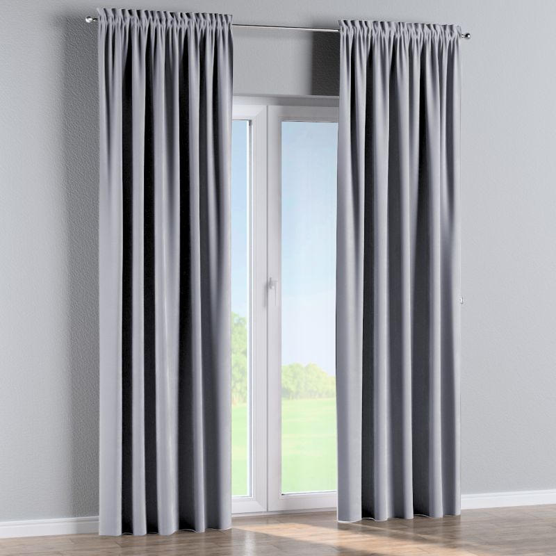 Zasłona na kanale z grzywką Dekoria 130x245 cm Velvet srebrzysty szary 1 szt.