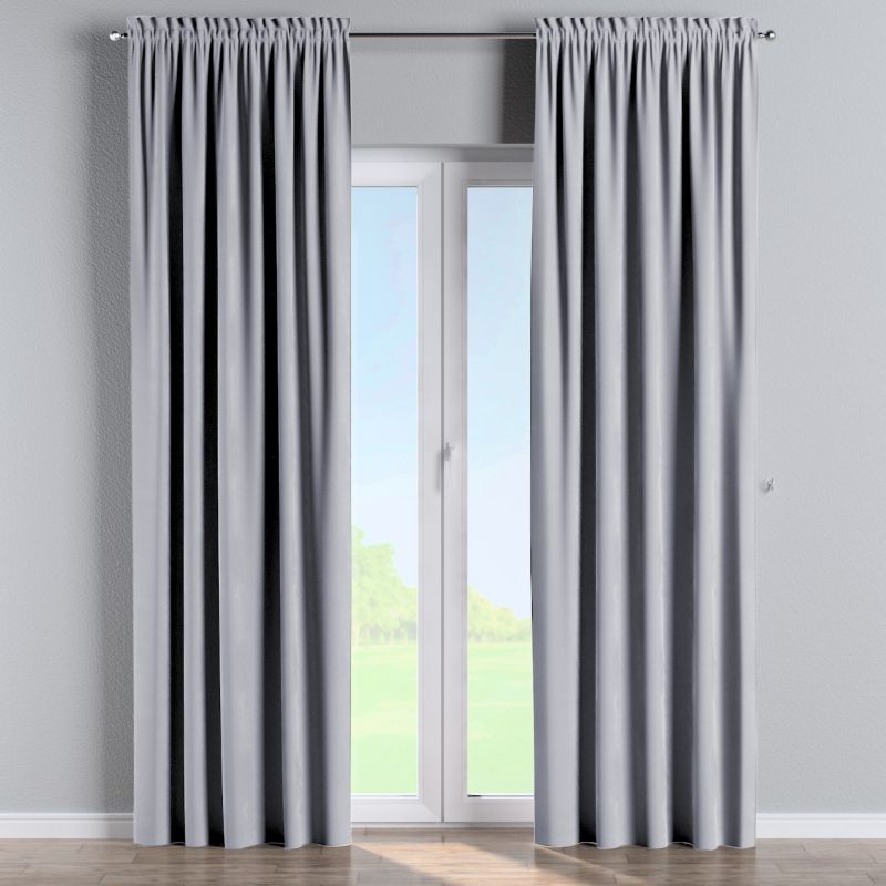 Zasłona na kanale z grzywką Dekoria 130x245 cm Velvet srebrzysty szary 1 szt.