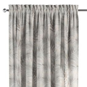 Zasłona na kanale z grzywką Dekoria 130x260 cm Gardenia beżowo-kremowe liście palmy na białym tle 1 szt.
