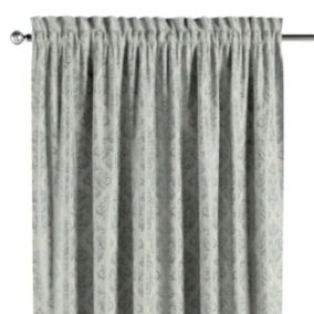 Zasłona na kanale z grzywką Dekoria 130x260 cm Imperia Premium srebrno-niebieski ornament na szarym tle 1 szt.