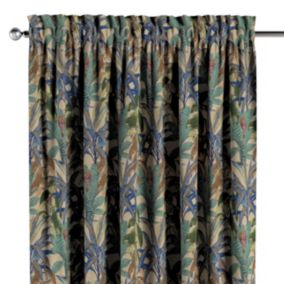 Zasłona na kanale z grzywką Dekoria 130x260 cm Intenso Premium zielono-niebieskie motywy roślinne 1 szt.