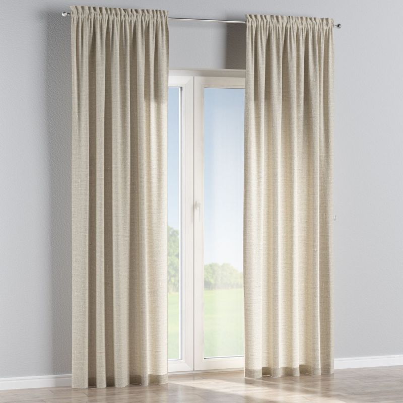 Zasłona na kanale z grzywką Dekoria 130x260 cm Linen naturalny len 1 szt.