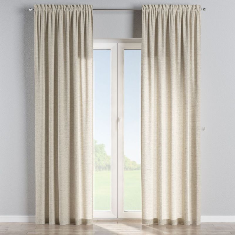 Zasłona na kanale z grzywką Dekoria 130x260 cm Linen naturalny len 1 szt.