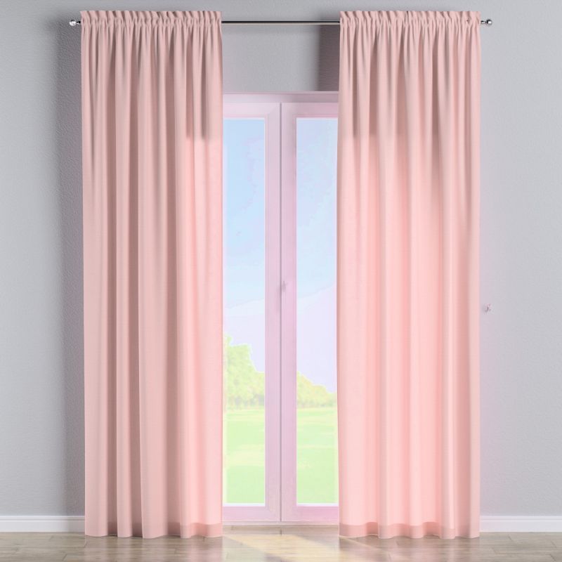 Zasłona na kanale z grzywką Dekoria 130x260 cm Loneta pudrowy róż 1 szt.