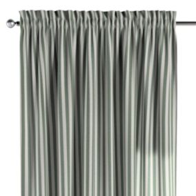 Zasłona na kanale z grzywką Dekoria 130x260 cm Quadro 1,5 cm zielono-białe pasy 1 szt.