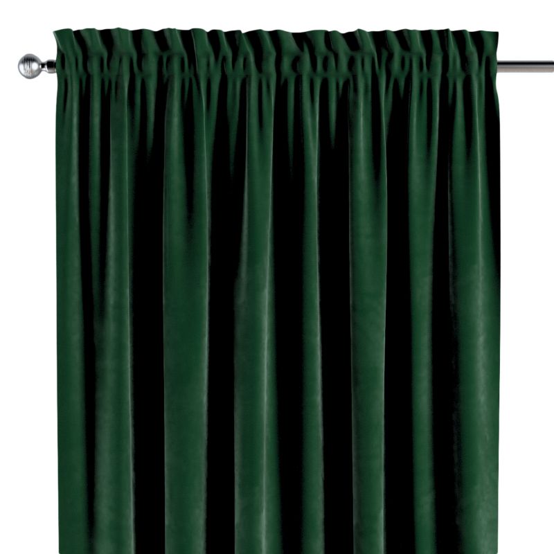 Zasłona na kanale z grzywką Dekoria 130x260 cm Velvet butelkowa zieleń 1 szt.