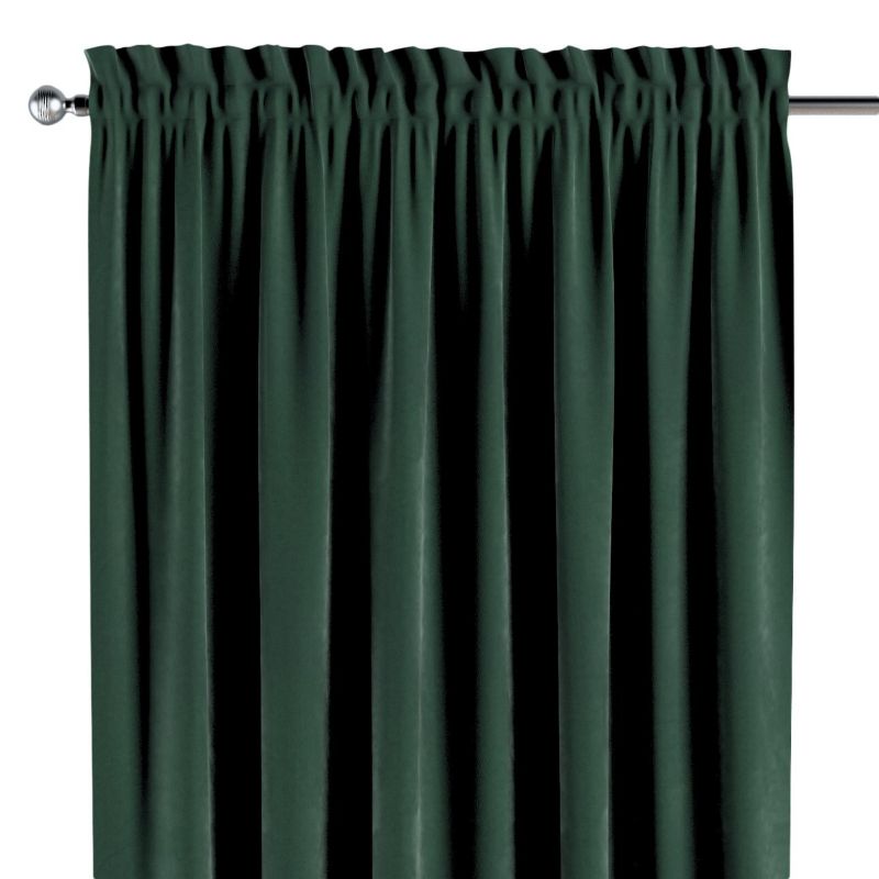 Zasłona na kanale z grzywką Dekoria 130x260 cm Velvet ciemny zielony 1 szt.