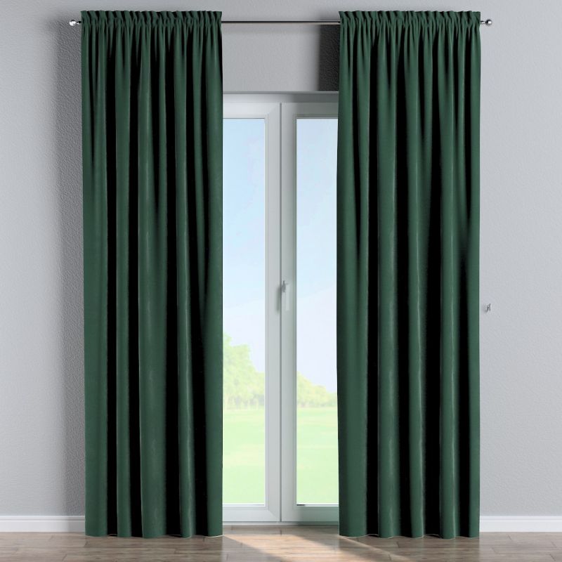 Zasłona na kanale z grzywką Dekoria 130x260 cm Velvet ciemny zielony 1 szt.
