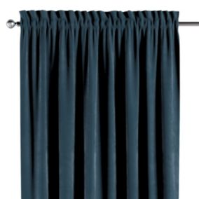 Zasłona na kanale z grzywką Dekoria 130x260 cm Velvet pruski błękit 1 szt.