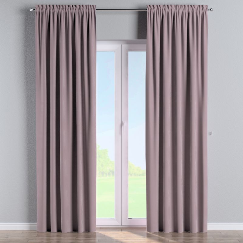 Zasłona na kanale z grzywką Dekoria 130x260 cm Velvet zgaszony róż 1 szt.