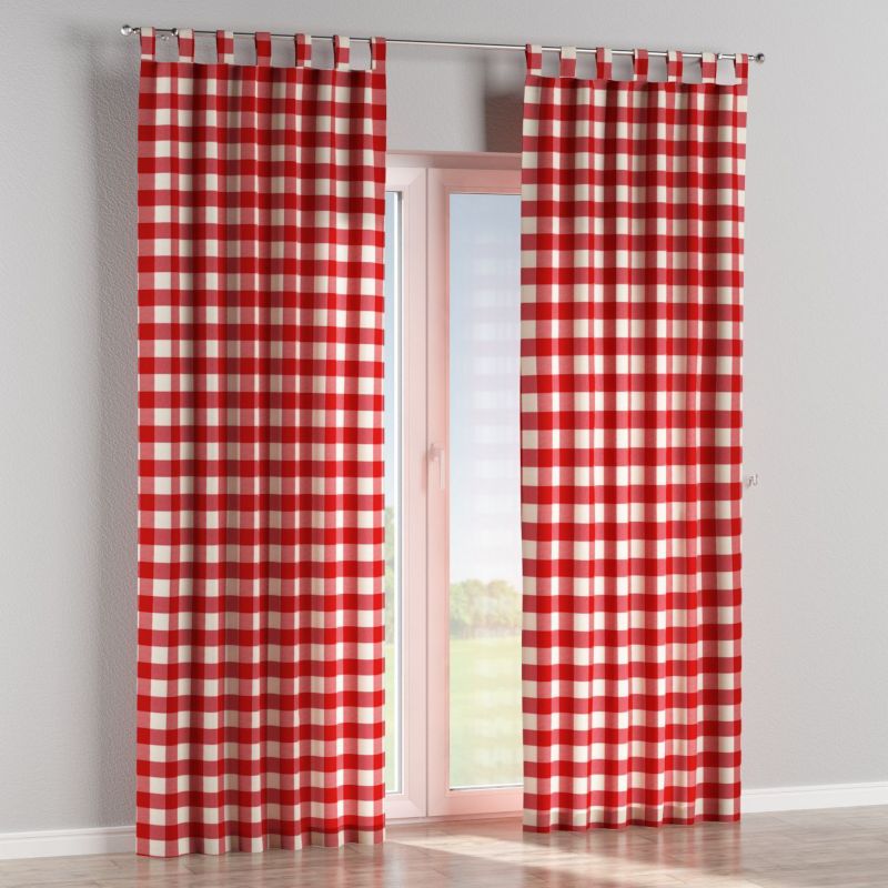 Zasłona na szelkach 1 szt. 130 x 245 cm Dekoria czerwono-biała krata (5,5x5,5cm) 1 szt.