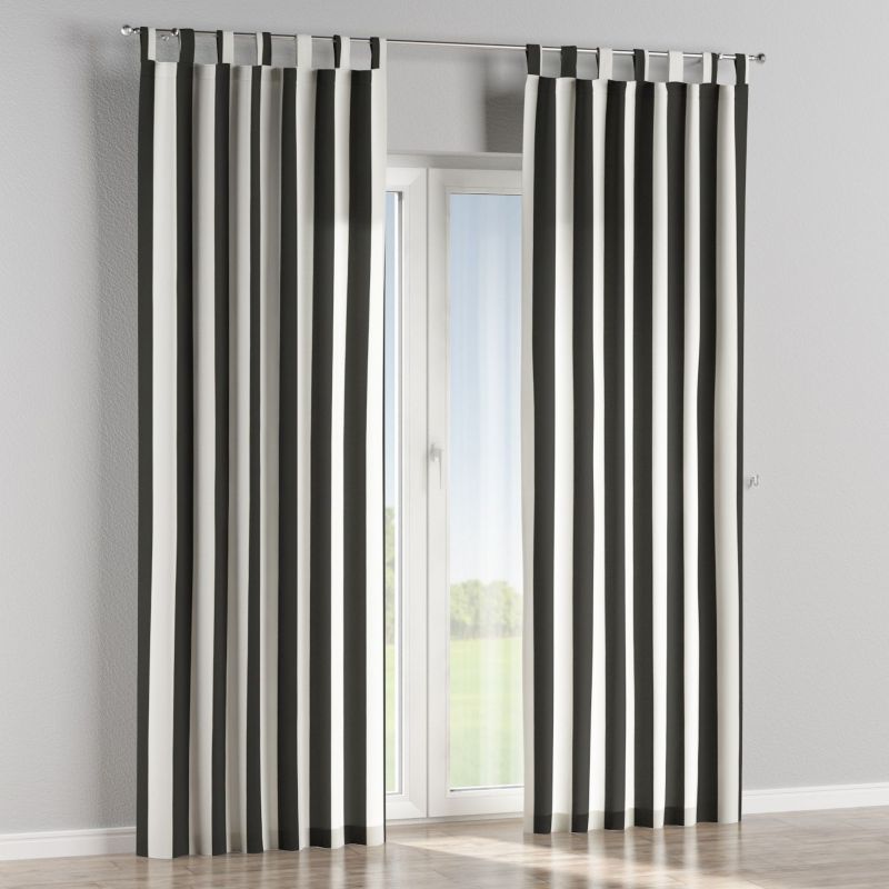 Zasłona na szelkach 1 szt. 130 x 245 cm Dekoria pasy czarno-białe 1 szt.