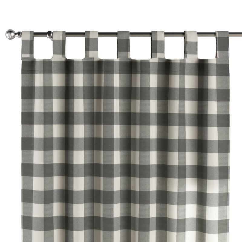 Zasłona na szelkach 1 szt. 130 x 245 cm Dekoria szaro-biała krata (5,5x5,5cm) 1 szt.