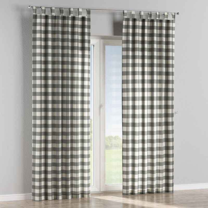 Zasłona na szelkach 1 szt. 130 x 245 cm Dekoria szaro-biała krata (5,5x5,5cm) 1 szt.