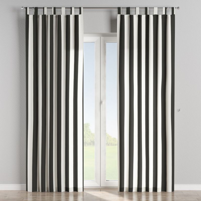 Zasłona na szelkach Dekoria 130x245 cm Aria pasy czarno-białe 1 szt.