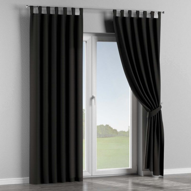 Zasłona na szelkach Dekoria 130x245 cm Cotton Panama Shadow grey grafitowy 1 szt.