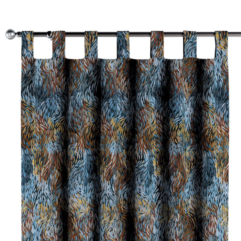 Zasłona na szelkach Dekoria 130x245 cm Intenso Premium abstrakcyjny niebiesko-pomarańczowy wzór 1 szt.