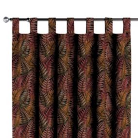 Zasłona na szelkach Dekoria 130x245 cm Intenso Premium bordowo-złote liście paproci 1 szt.