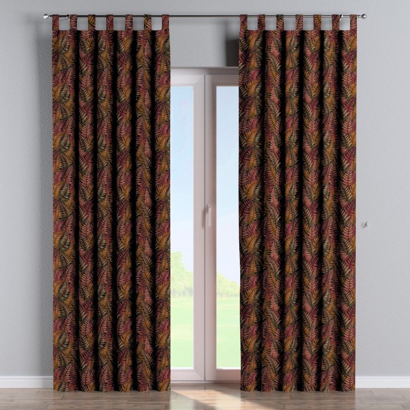 Zasłona na szelkach Dekoria 130x245 cm Intenso Premium bordowo-złote liście paproci 1 szt.