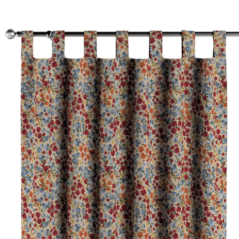 Zasłona na szelkach Dekoria 130x245 cm Intenso Premium kolorowe drobne kwiaty na beżowym tle 1 szt.