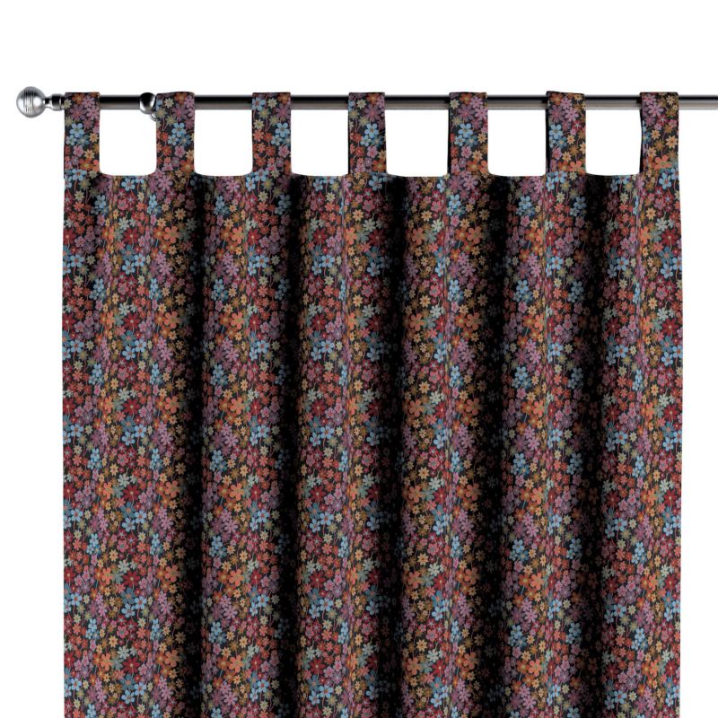 Zasłona na szelkach Dekoria 130x245 cm Intenso Premium kolorowe kwiaty na czarnym tle 1 szt.