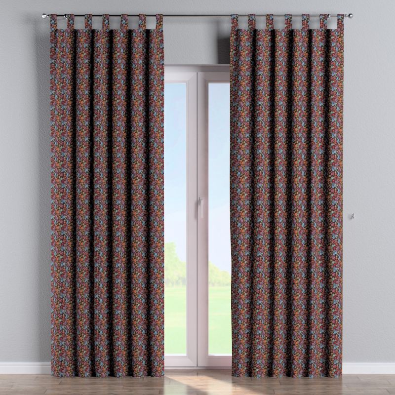 Zasłona na szelkach Dekoria 130x245 cm Intenso Premium kolorowe kwiaty na czarnym tle 1 szt.