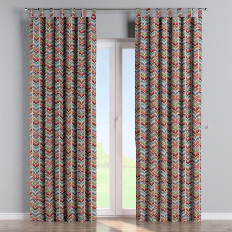 Zasłona na szelkach Dekoria 130x245 cm Intenso Premium różowo-niebieski motyw roślinny 1 szt.