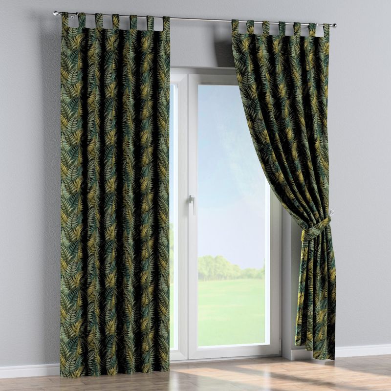 Zasłona na szelkach Dekoria 130x245 cm Intenso Premium zielone liście paproci 1 szt.