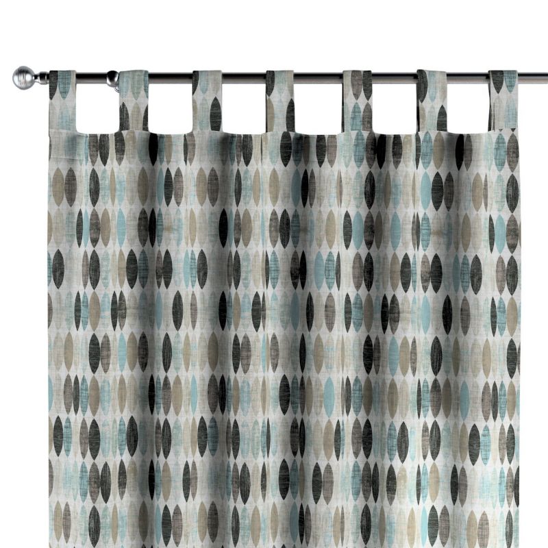 Zasłona na szelkach Dekoria 130x245 cm Modern wzory w odcieniach błękitu beżu i czarnego na jasnym tle 1 szt.