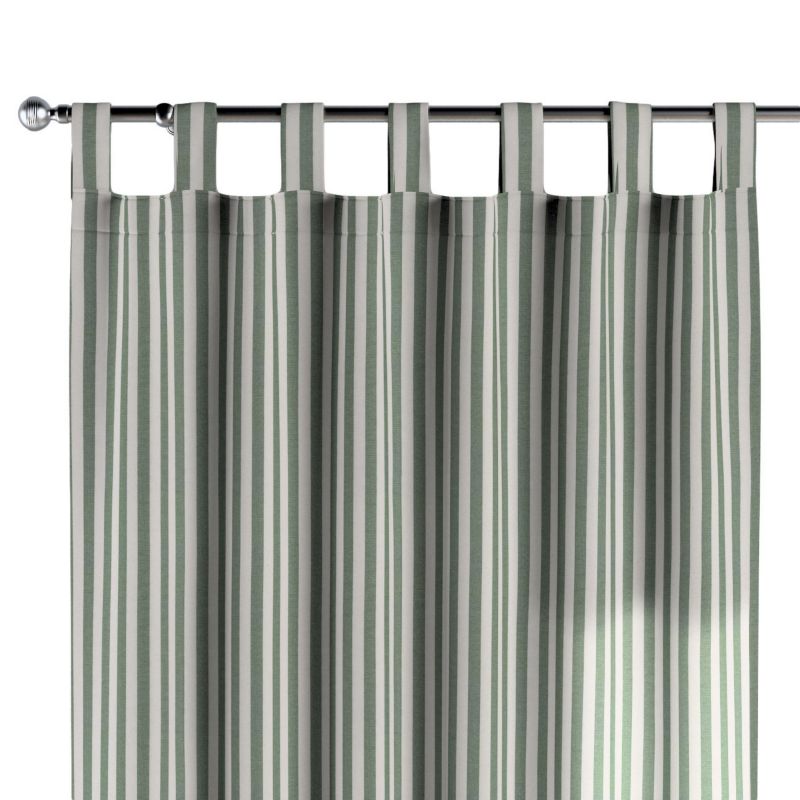 Zasłona na szelkach Dekoria 130x245 cm Quadro 1,5 cm zielono-białe pasy 1 szt.