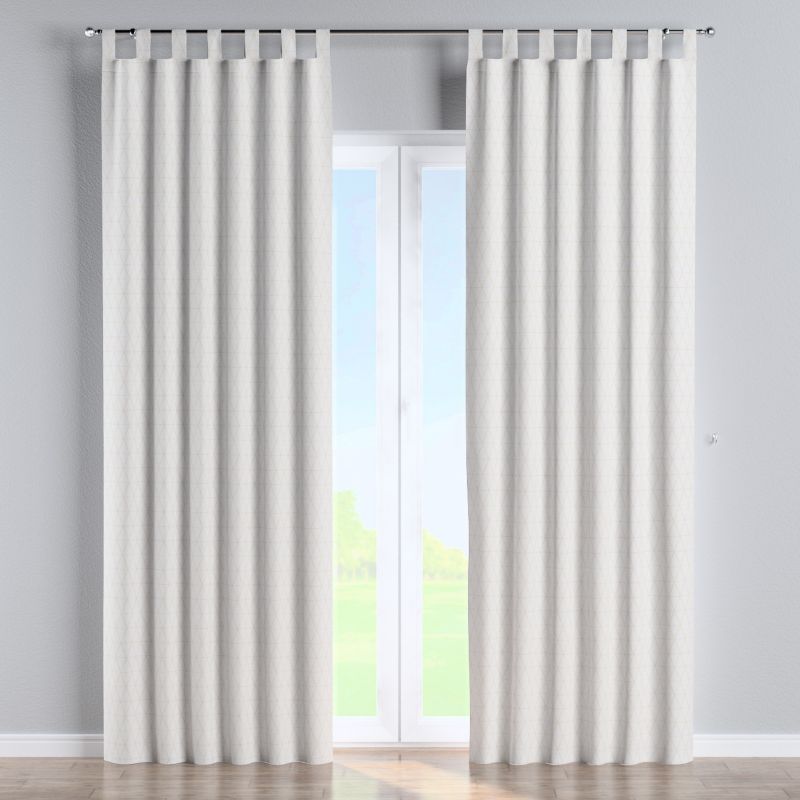 Zasłona na szelkach Dekoria 130x245 cm Sunny beżowe trójkąty na kremowo-białym tle 1 szt.