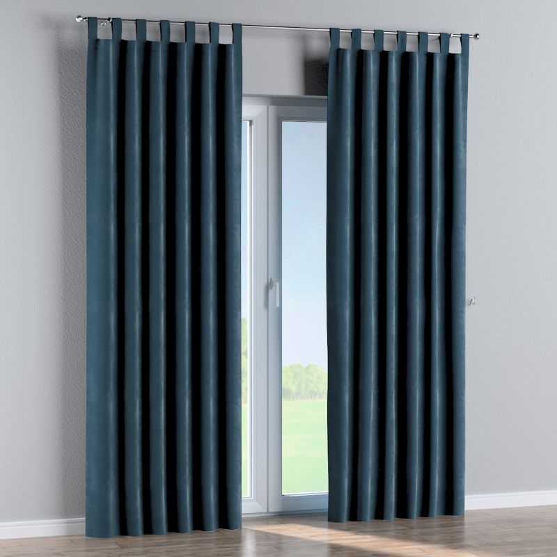 Zasłona na szelkach Dekoria 130x245 cm Velvet pruski błękit 1 szt.