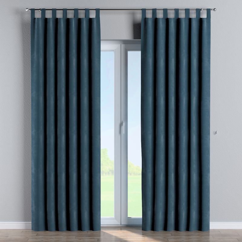 Zasłona na szelkach Dekoria 130x245 cm Velvet pruski błękit 1 szt.