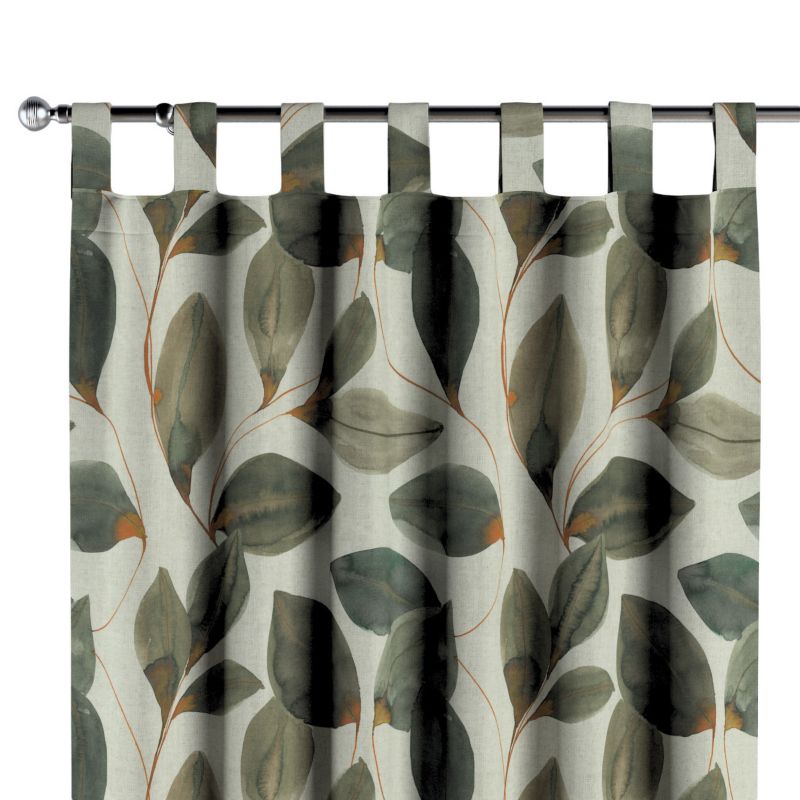 Zasłona na szelkach Dekoria 130x260 cm Gardenia brązowo-pomarańczowe liście na szarym lnianym tle 1 szt.