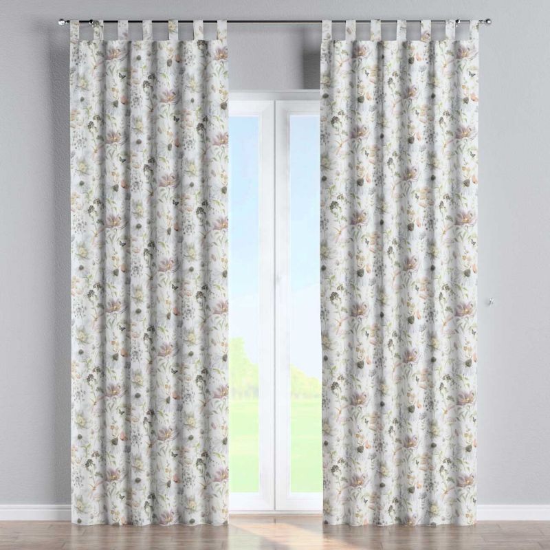 Zasłona na szelkach Dekoria 130x260 cm Gardenia pastelowe kwiaty na białym tle 1 szt.
