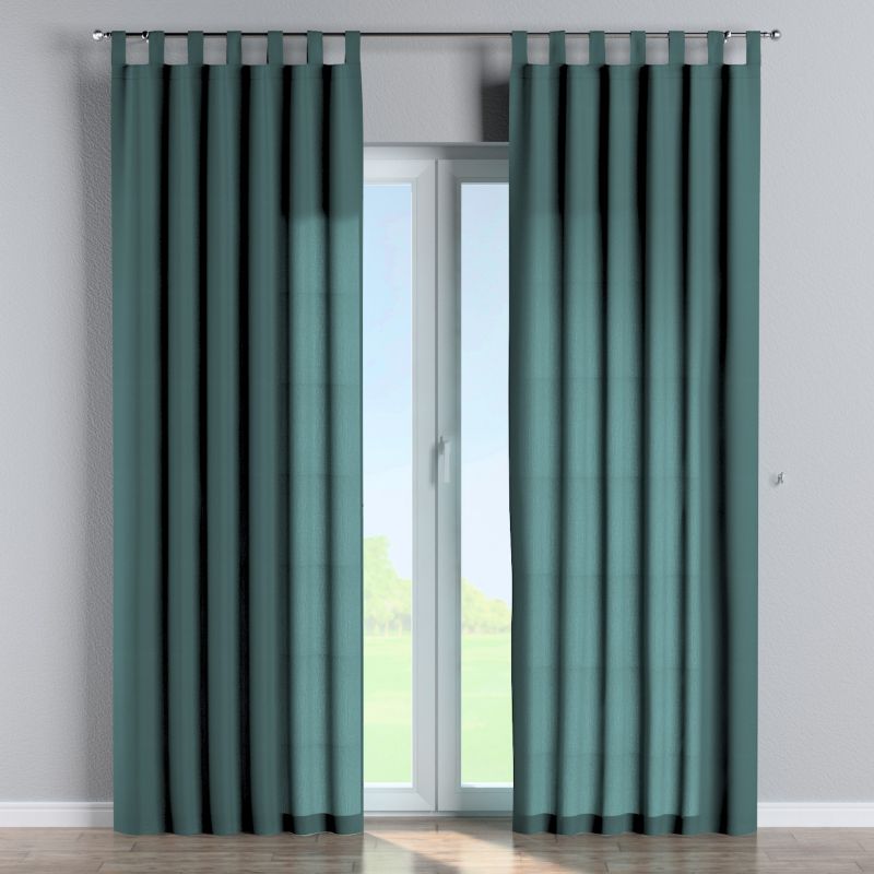 Zasłona na szelkach Dekoria 130x260 cm Linen zgaszona szmaragdowa zieleń 1 szt.